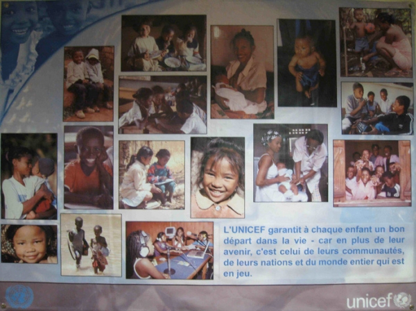 Collage de photos d’enfants et de familles soutenus par l’UNICEF à Madagascar.
